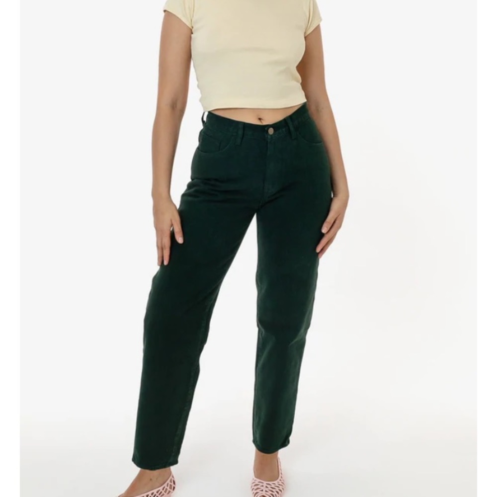 Los Angeles Apparel Denim. WOMEN'S RELAXED FIT BULL DENIM JEAN in Hunter Green